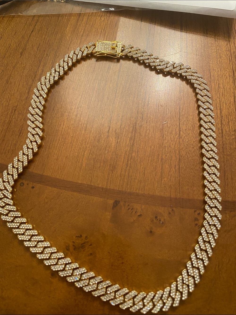 Fashion Jewelry Gold Crystal Pave Cuban Link Necklace
